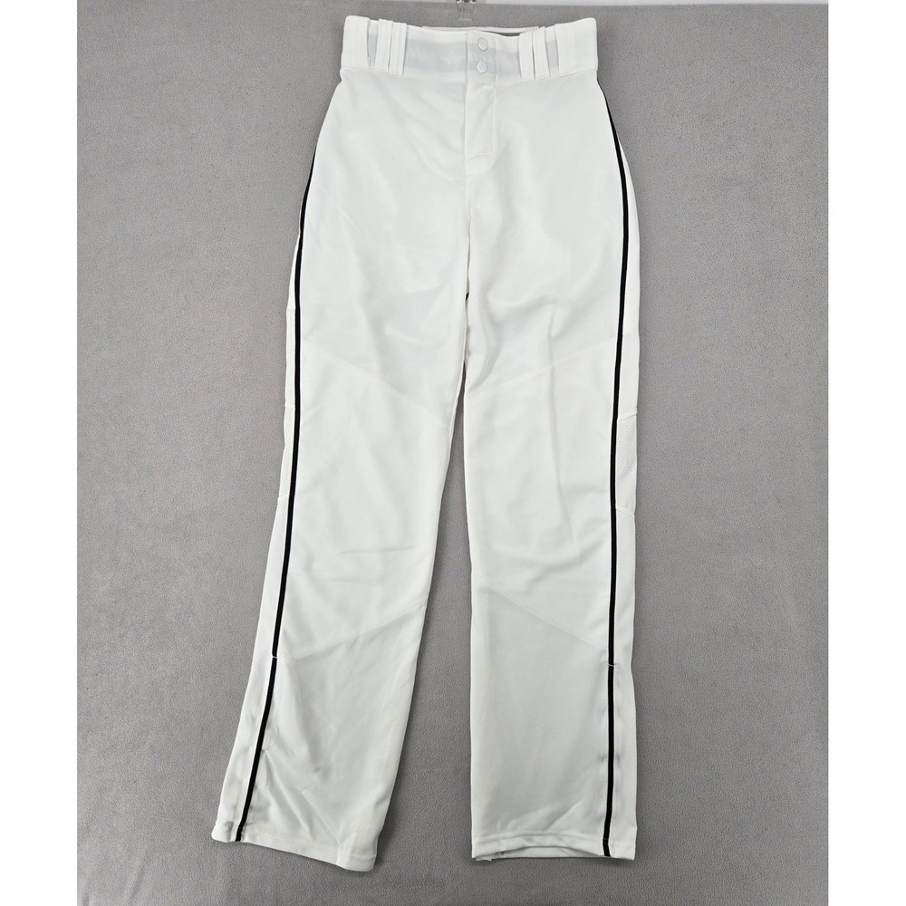 Alleson Athletic Mens Small White Baseball Pants Side Stripe Adjustable Length